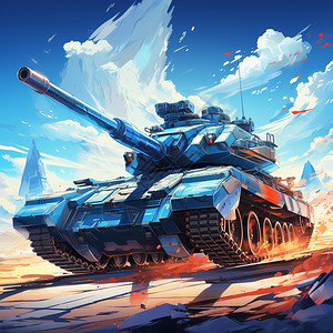 坦克爆炸素材细腻层次感坦克绘画插画