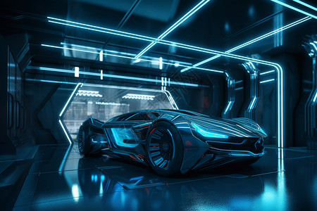 未来派科幻型跑车背景图片