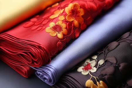 传统的刺绣绸缎背景图片
