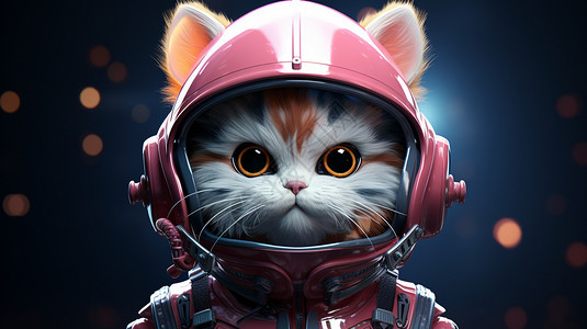 红色猫咪戴着头盔的田园猫设计图片