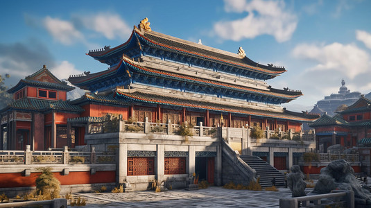 仿古的中国古建筑背景图片