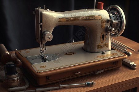 工作车间的织物缝纫机背景图片