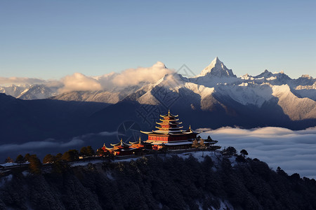 梅里雪山的美丽景观背景图片