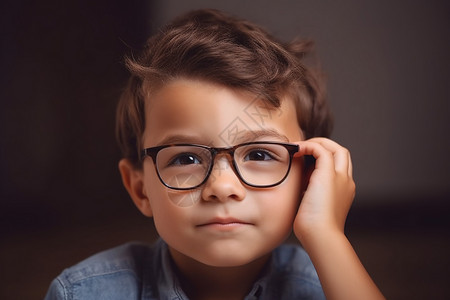 戴眼镜的小男孩高清图片