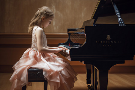 舞台上弹钢琴的小女孩图片