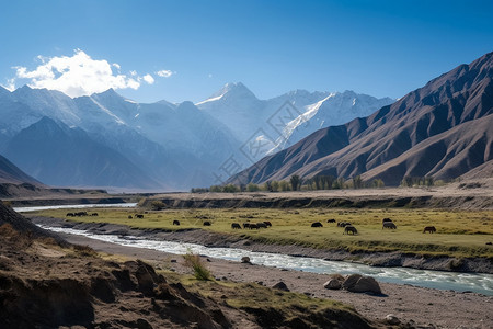 玉龙喀什河帕米尔高原的美丽景观背景