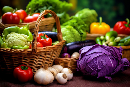 新鲜采集的蔬菜高清图片