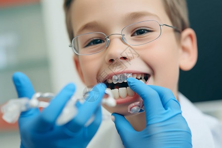 儿童牙科做牙齿矫正的孩子背景