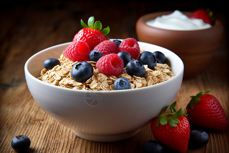 燕麦碗健康营养水果燕麦早餐背景
