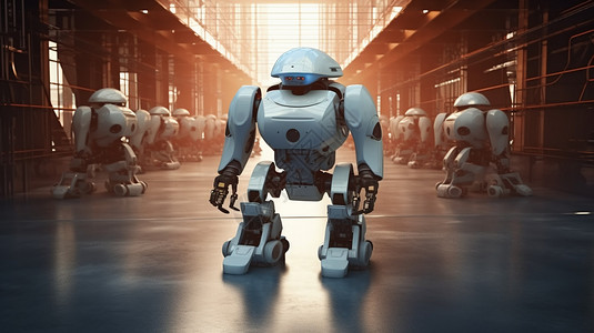 技背景工厂内的技智能机器人背景