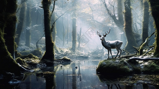 森林中的麋鹿背景图片