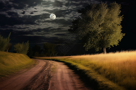 月光下的道路图片