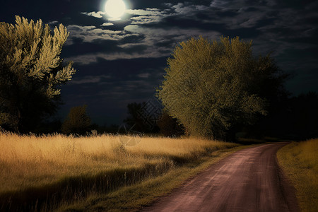 夜晚的乡间公路图片