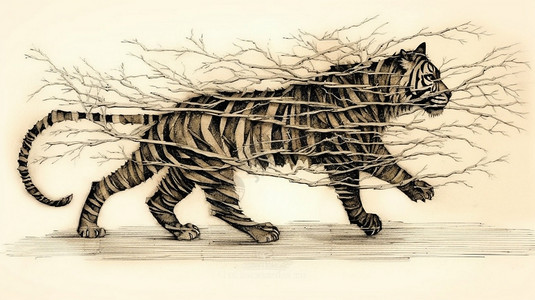 老虎的简笔画背景图片
