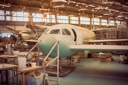 小型工厂素材工业飞机制造背景