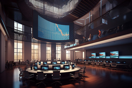 一个证券中心大厅图片
