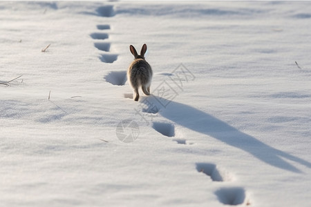 跳跃的兔子奔跑在雪中的兔子背景