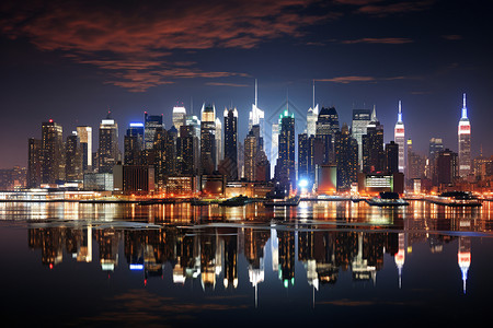 纽约曼哈顿的夜景高清图片