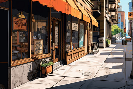 咖啡店橱窗商店橱窗插画插画