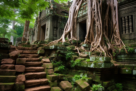 亚洲佛教建筑废墟景观图片