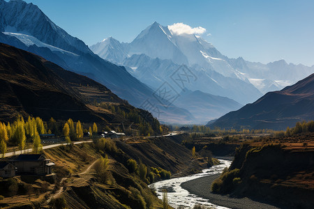 喜马拉雅山的远景图图片