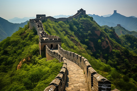 山上的古老建筑背景图片