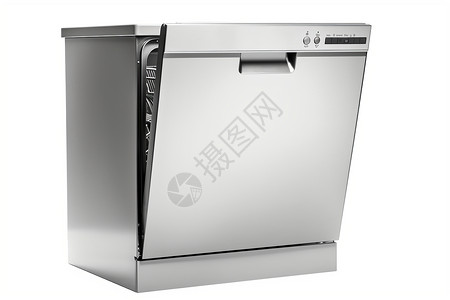 一台冰箱一台家用的白色洗碗机背景