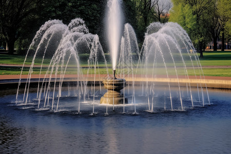 公园中的喷泉建筑图片