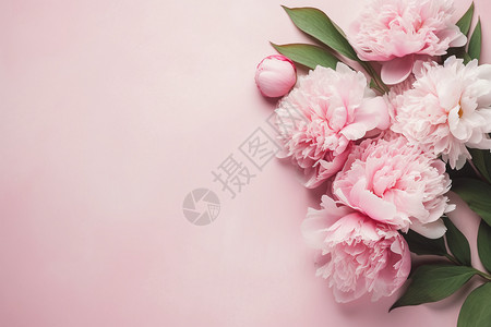 粉色背景下的鲜花图片