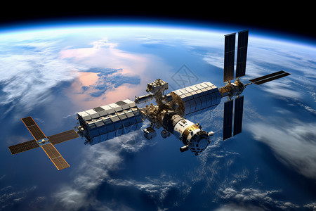 宇宙中的国际空间站背景图片