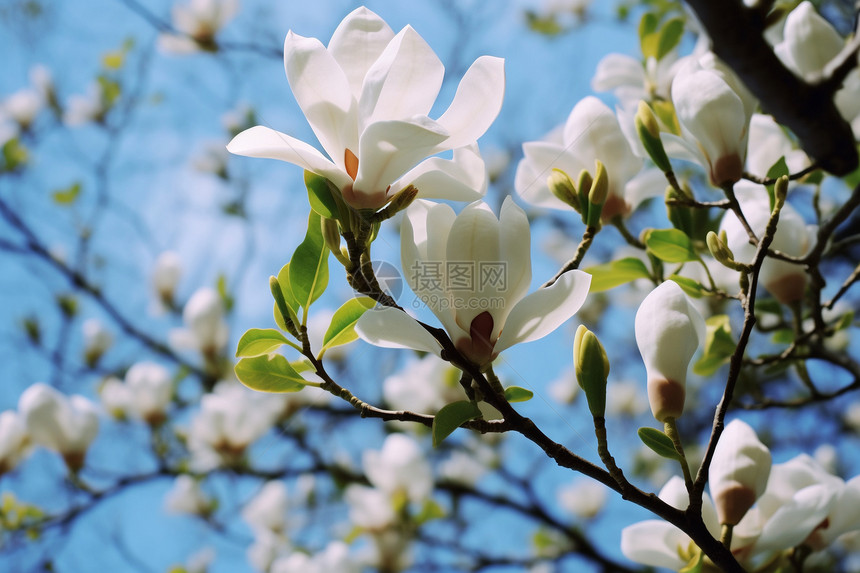 一朵朵白色木兰花图片