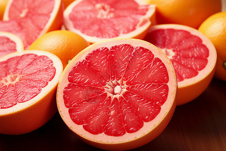 鲜甜多汁的葡萄柚背景图片