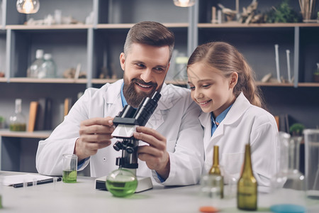学校化学实验室学习的孩子背景图片