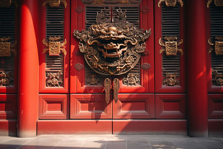 艺术传媒中国精美古典的红色门【建筑空间-广告传媒】背景