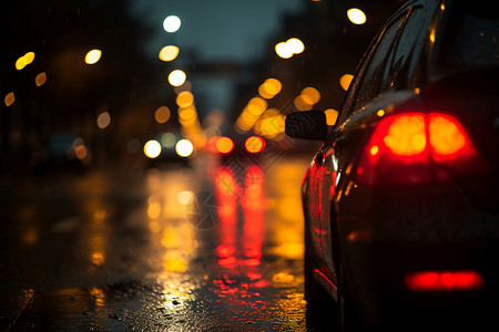 下雨天街道下雨天行驶着的汽车背景
