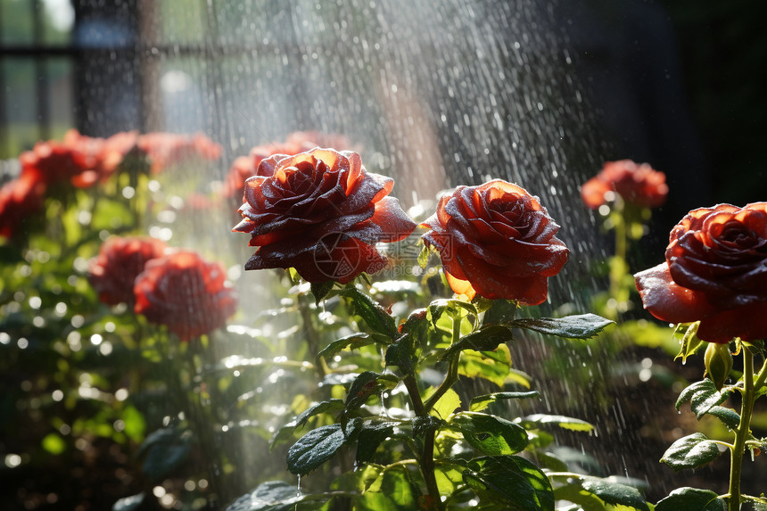 灌溉玫瑰的图图片
