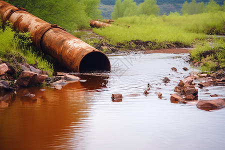排放污水的生锈管道图片