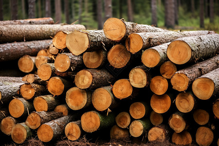 砍树的吴刚一堆被砍伐的木材背景
