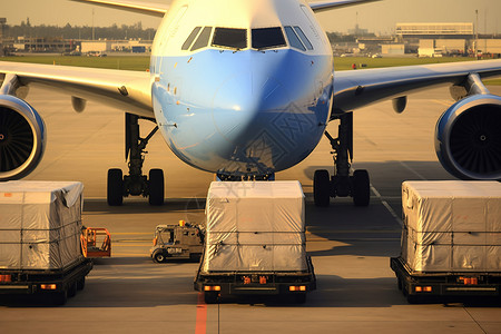 机场运输货物的飞机图片