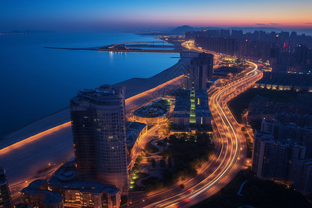 俯视地面夜晚空中俯视建筑物背景