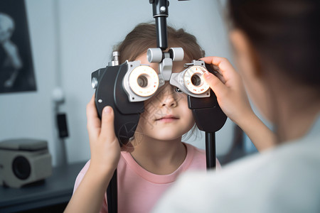 眼睛医疗素材正在检查眼睛的儿童背景