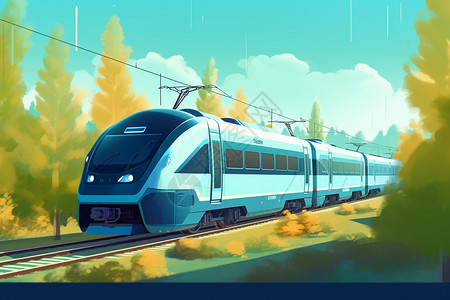铁轨上的氢动力火车的插图插画