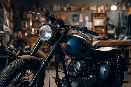 维修店中的摩托车背景图片