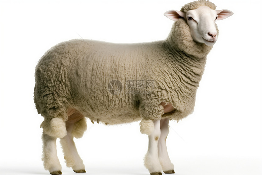 剪掉剃光绵羊可爱羊毛图片