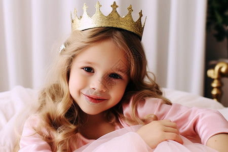 带皇冠素材带皇冠的金发小女孩背景