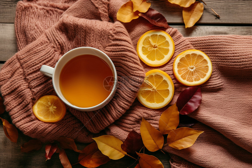新鲜制作的柑橘茶图片