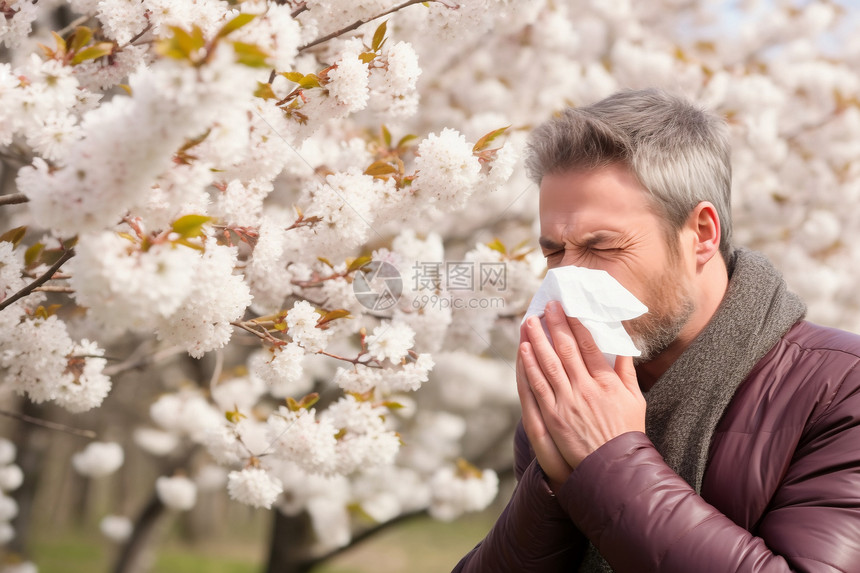 春季花粉过敏的男人图片
