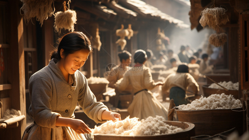 传统棉花生产手艺图片