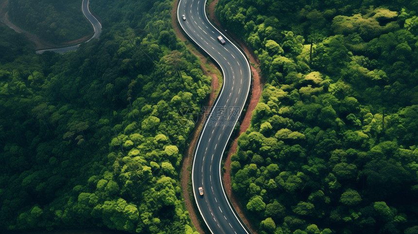 丛林中蜿蜒的道路图片