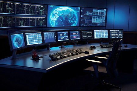 数据控制卫星操作的控制中心背景